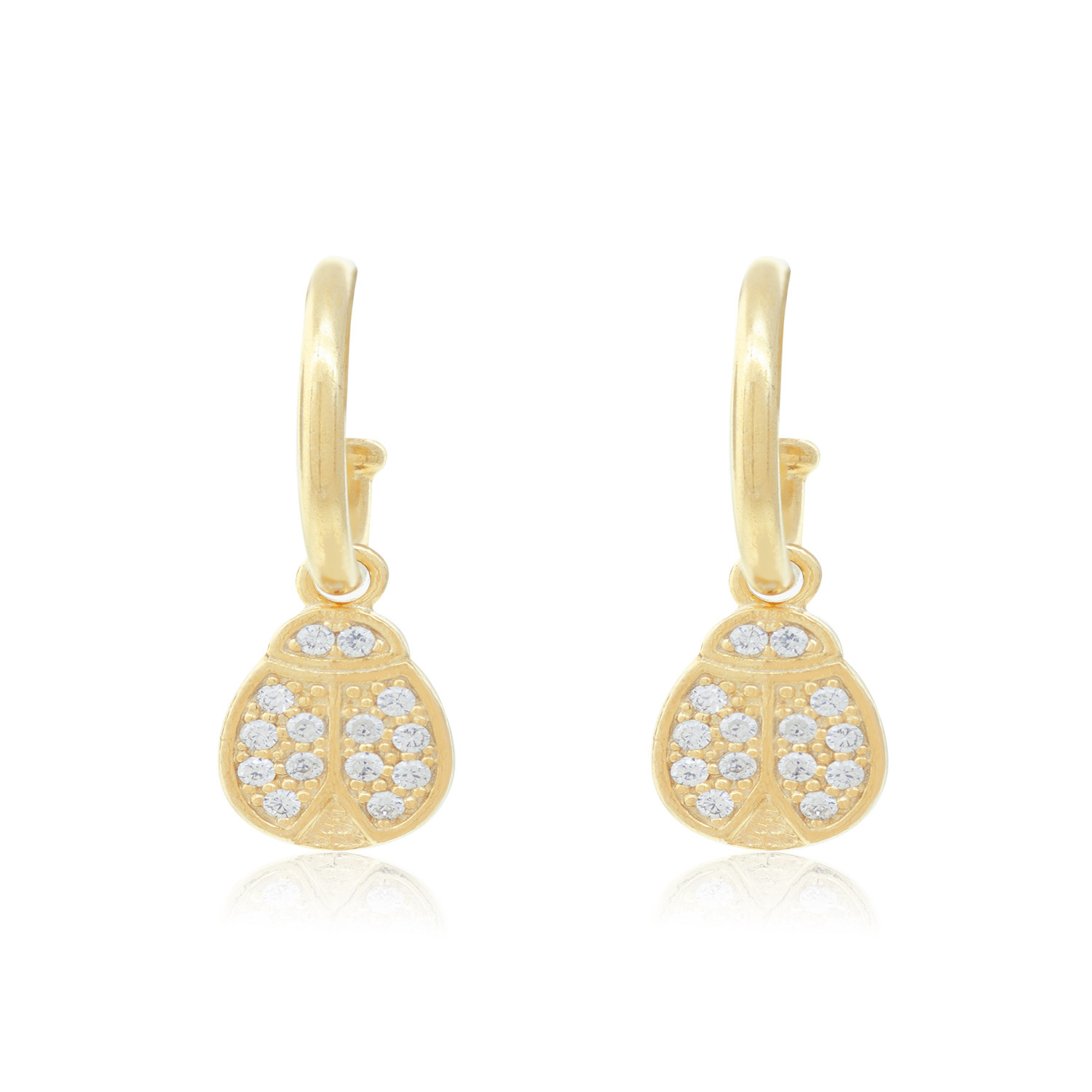 Aros de Plata Esterlina 925 Chinita Circonita Revestida en Oro 3