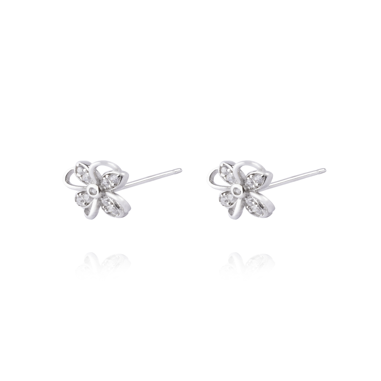 Aros de Plata Esterlina 925 Flor Circones 1