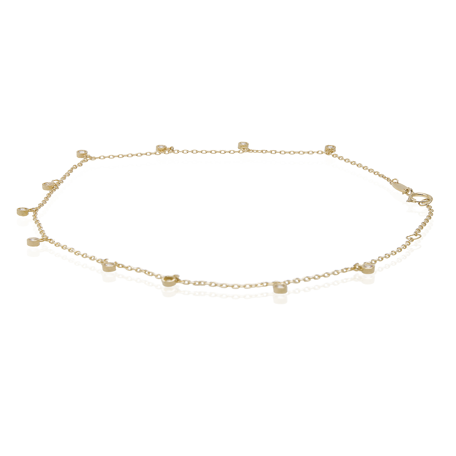 Pulsera de Oro 18kt Pulsera Tobillera Circon Colg 3