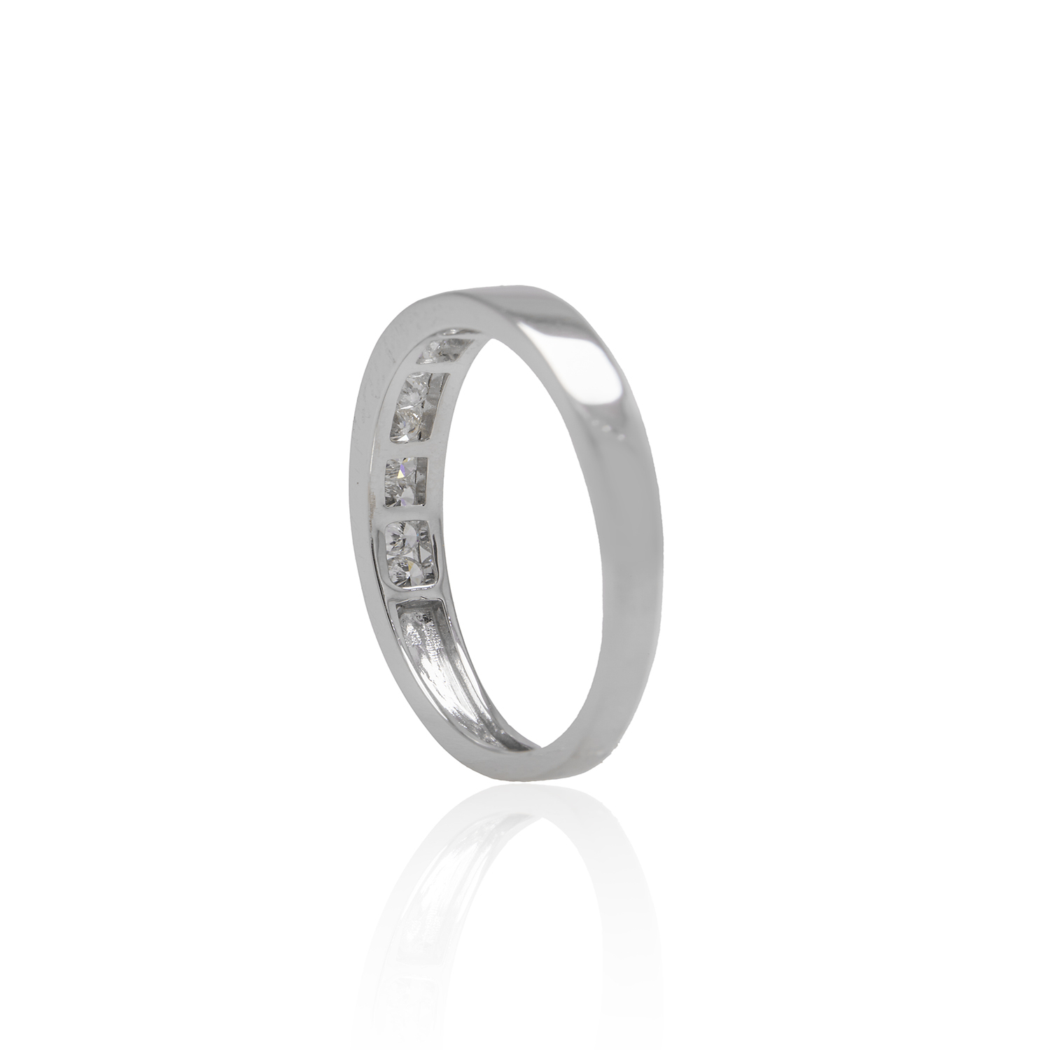 Anillo de Oro Blanco 18kt con Diamantes de 22 Pts Corte Brillante SI/H 2