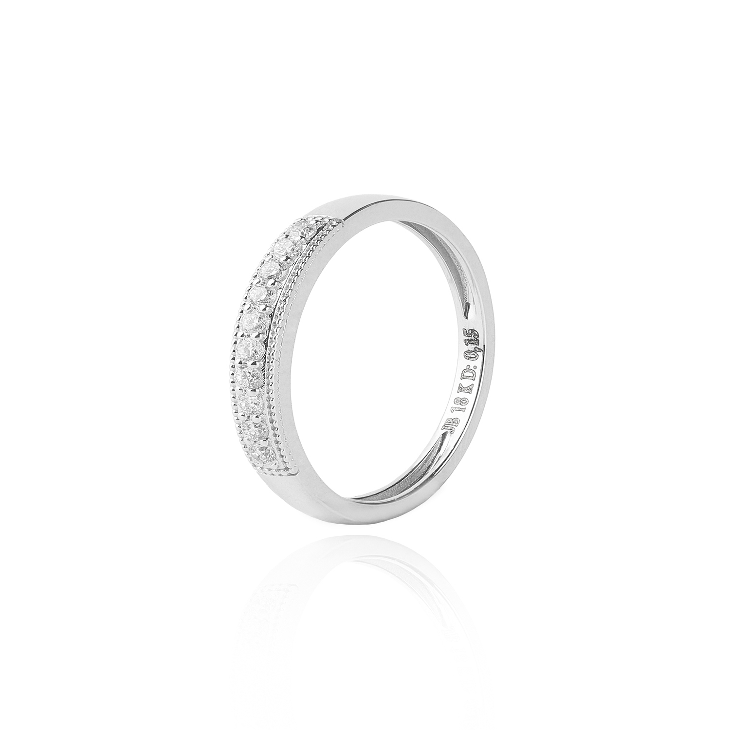 Anillo de Oro Blanco 18kt Diamantes de 15pts Corte Brillante SI/H 1