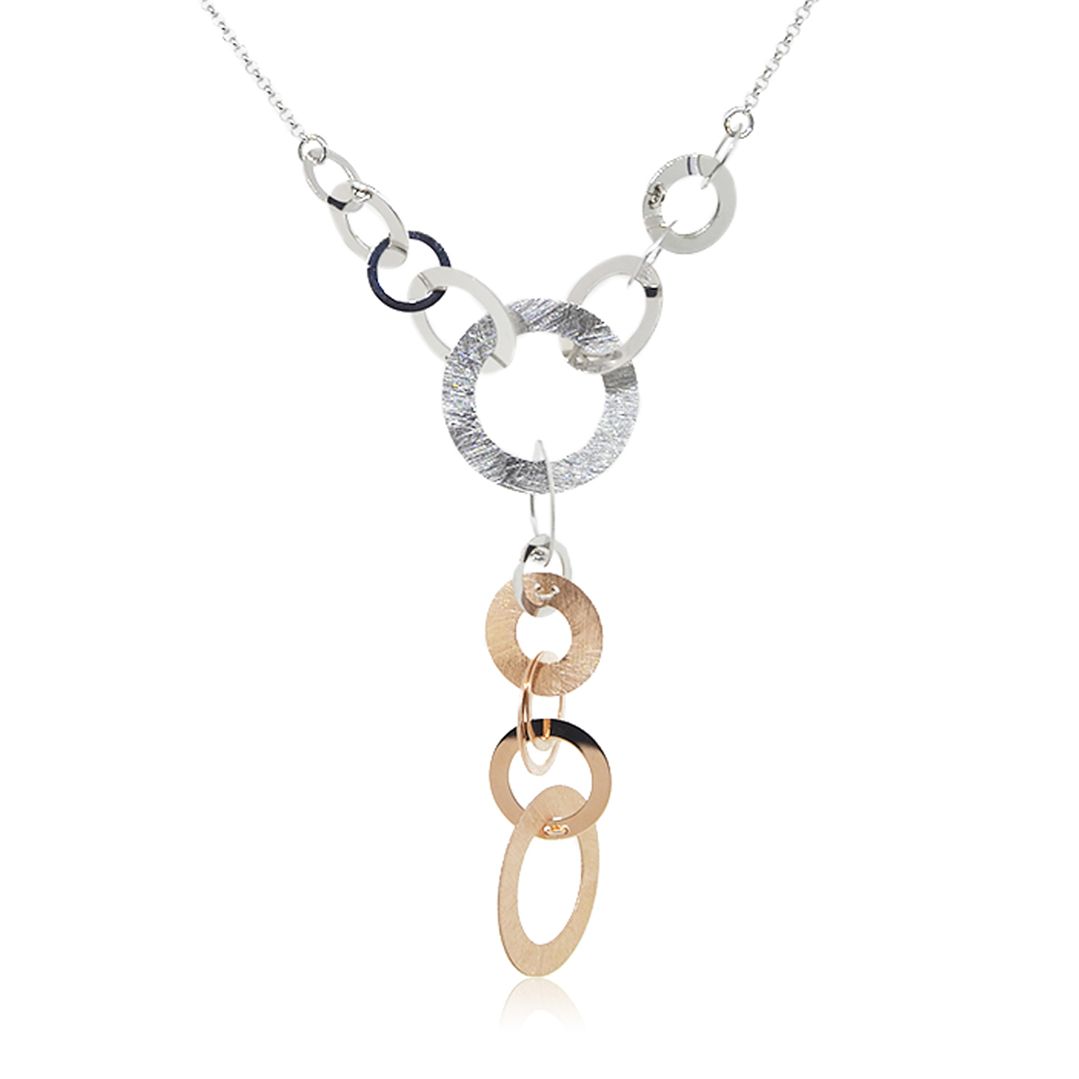 Collar de Plata Esterlina 925 Argollas Bicolor 2