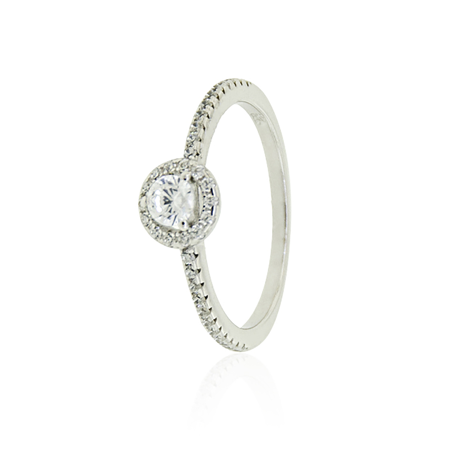 Anillo de Plata Esterlina 925 Solitario Riel Circon 1