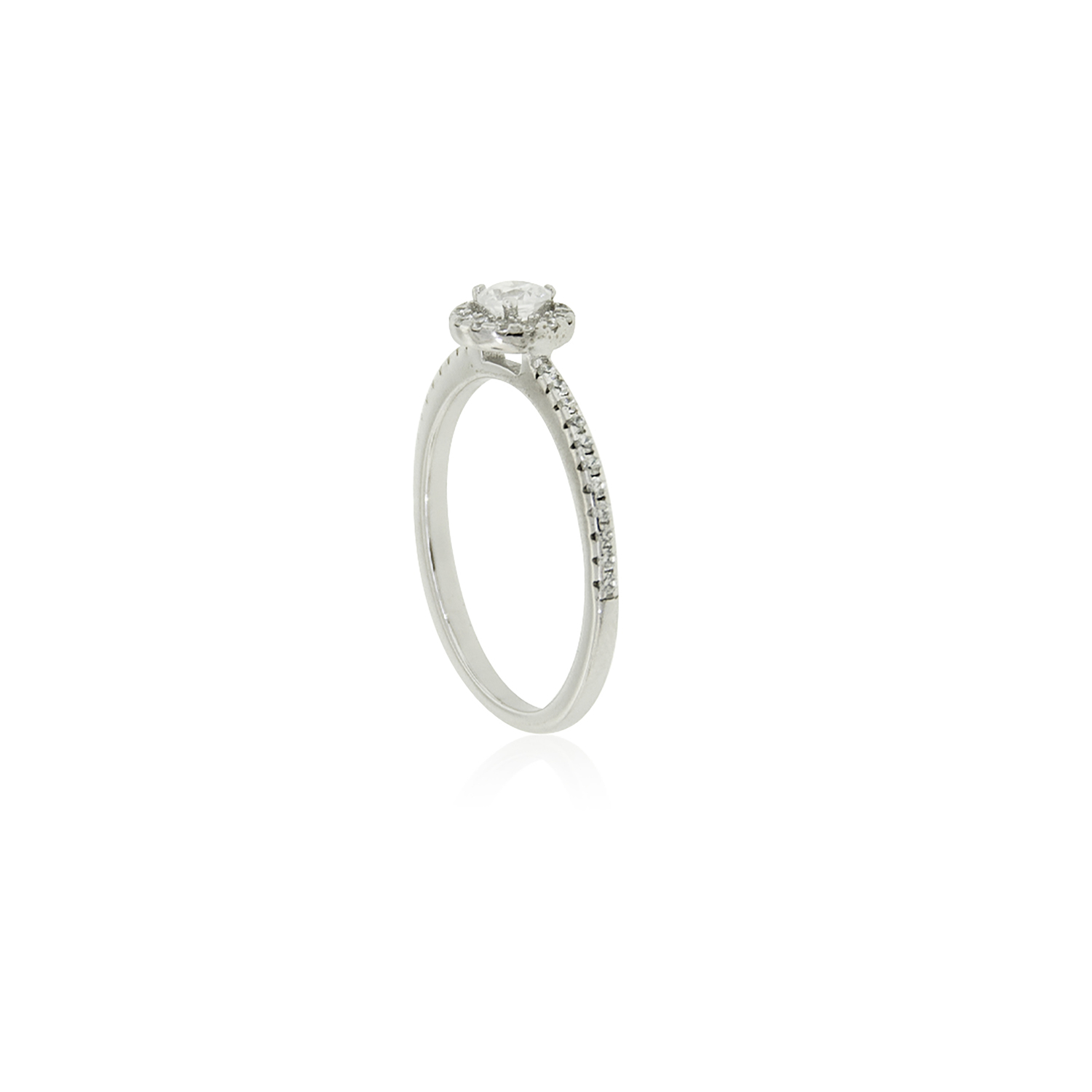 Anillo de Plata Esterlina 925 Solitario Riel Circon 2
