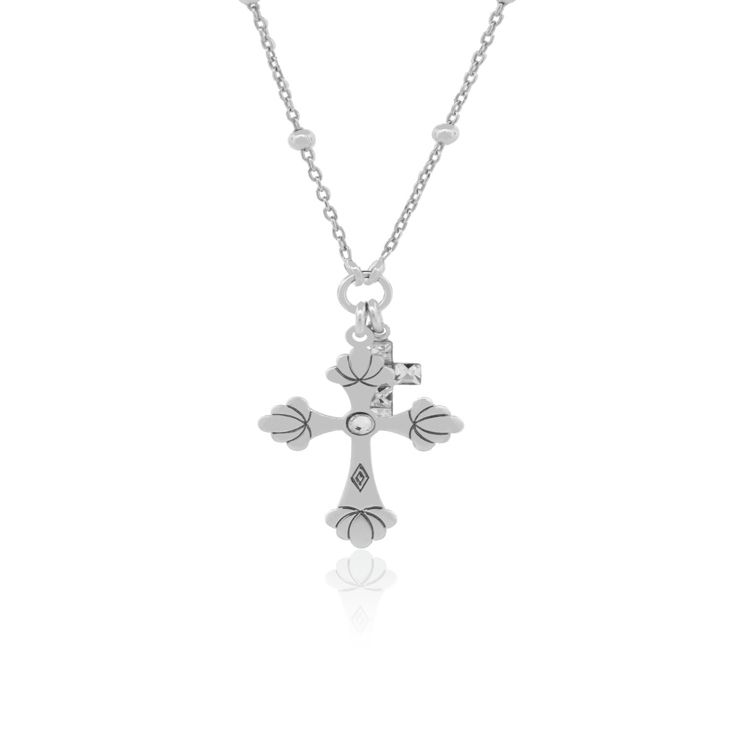 Collar de Plata Esterlina 925 Doble Cruz 1