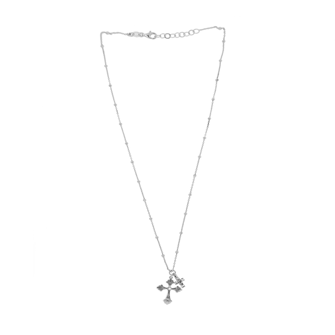 Collar de Plata Esterlina 925 Doble Cruz 3