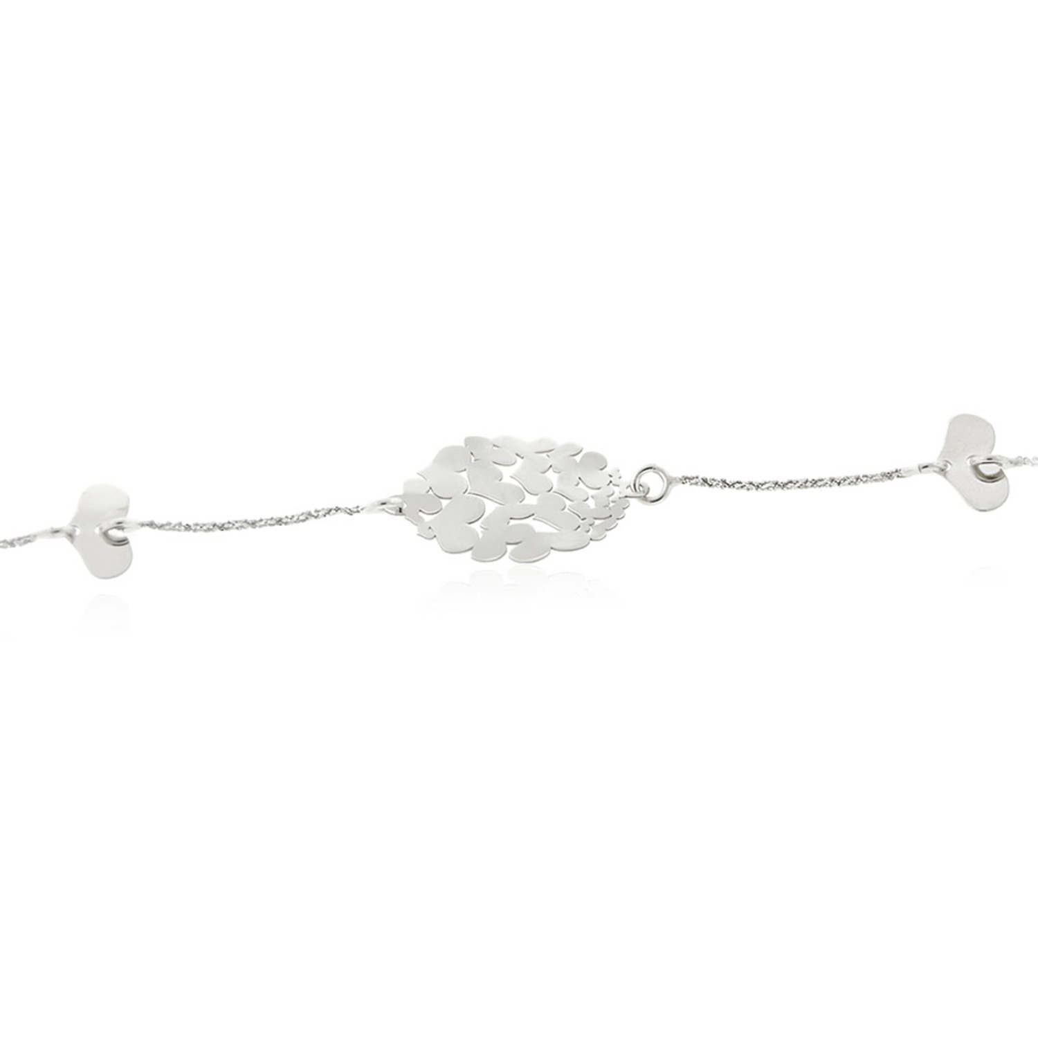 Pulsera de Plata Esterlina 925 Centro Corazones 2