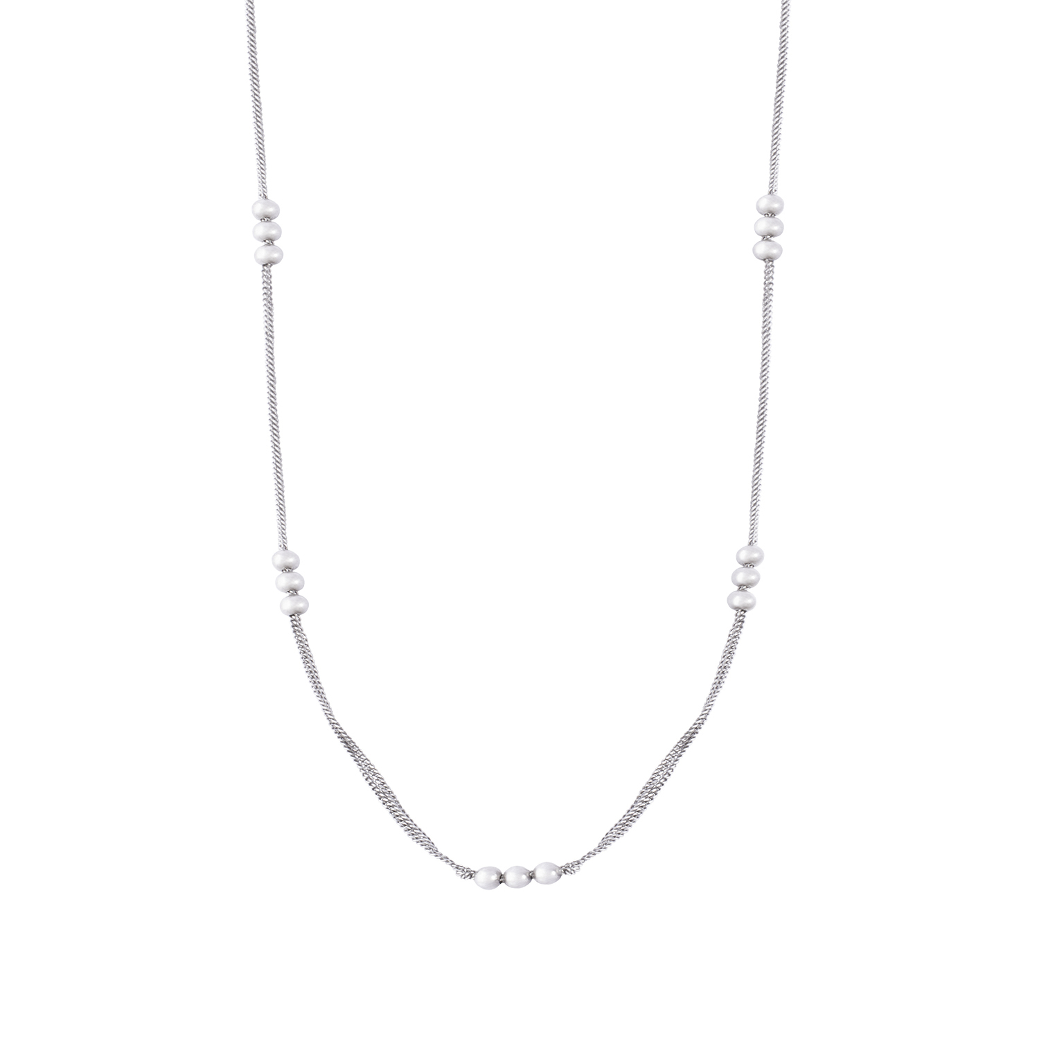Collar de Plata Esterlina 925 Doble Hilera 3 Pelotas 2