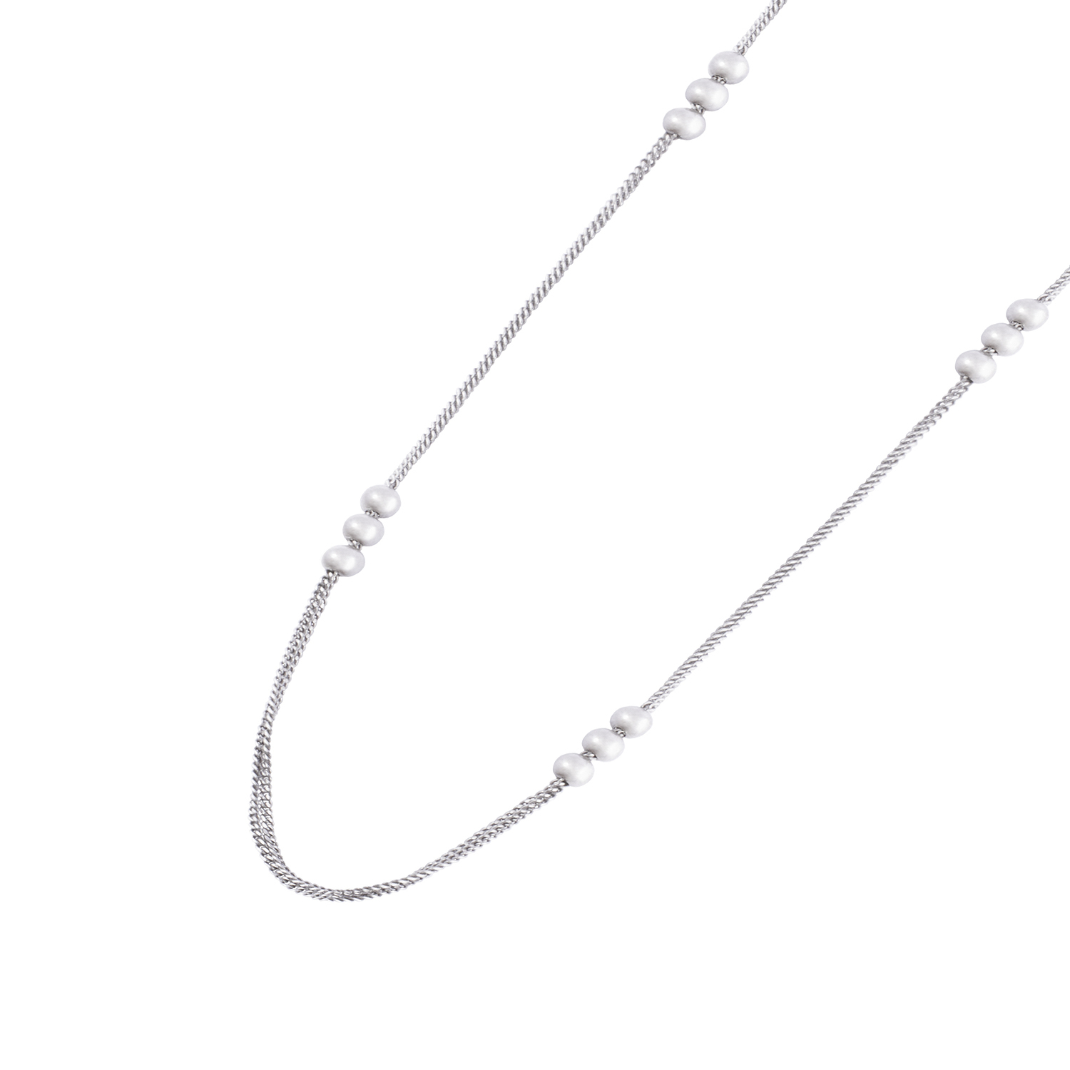 Collar de Plata Esterlina 925 Doble Hilera 3 Pelotas 1