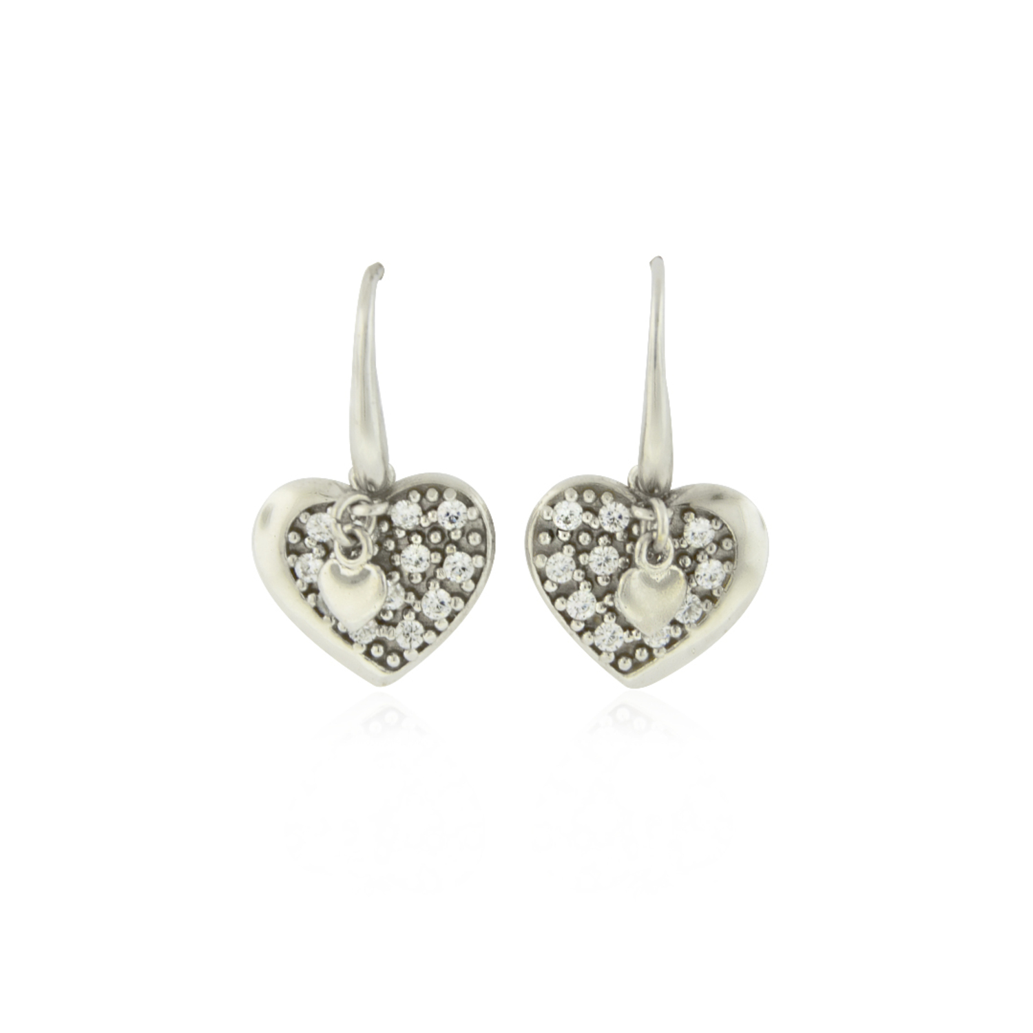 Aros de Plata Esterlina 925 Corazon Circon Largo 1