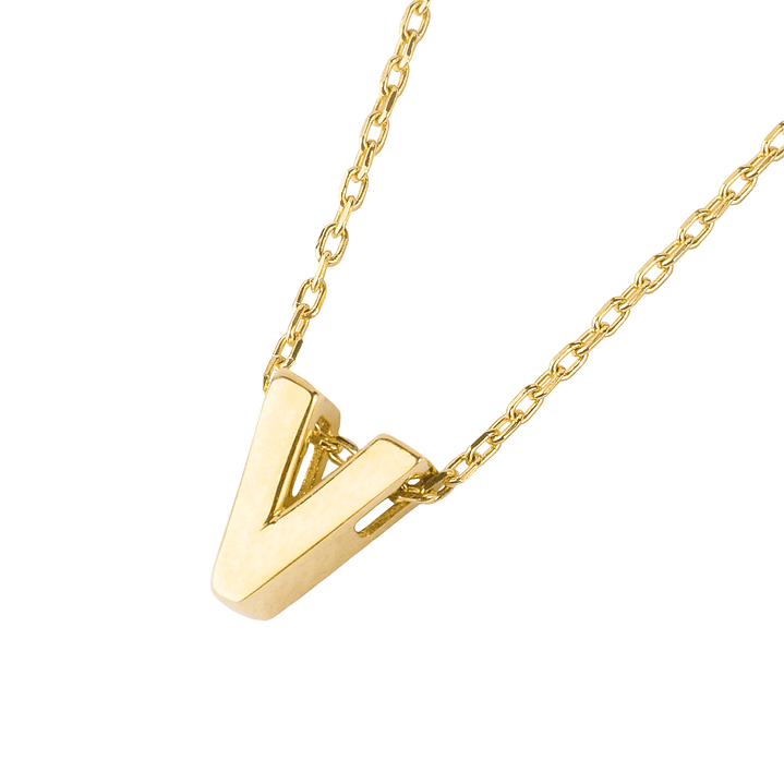 Collar de Oro 18kt Letra V 1