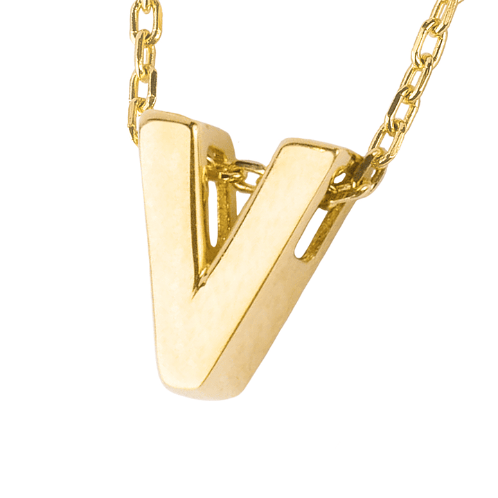 Collar de Oro 18kt Letra V 3