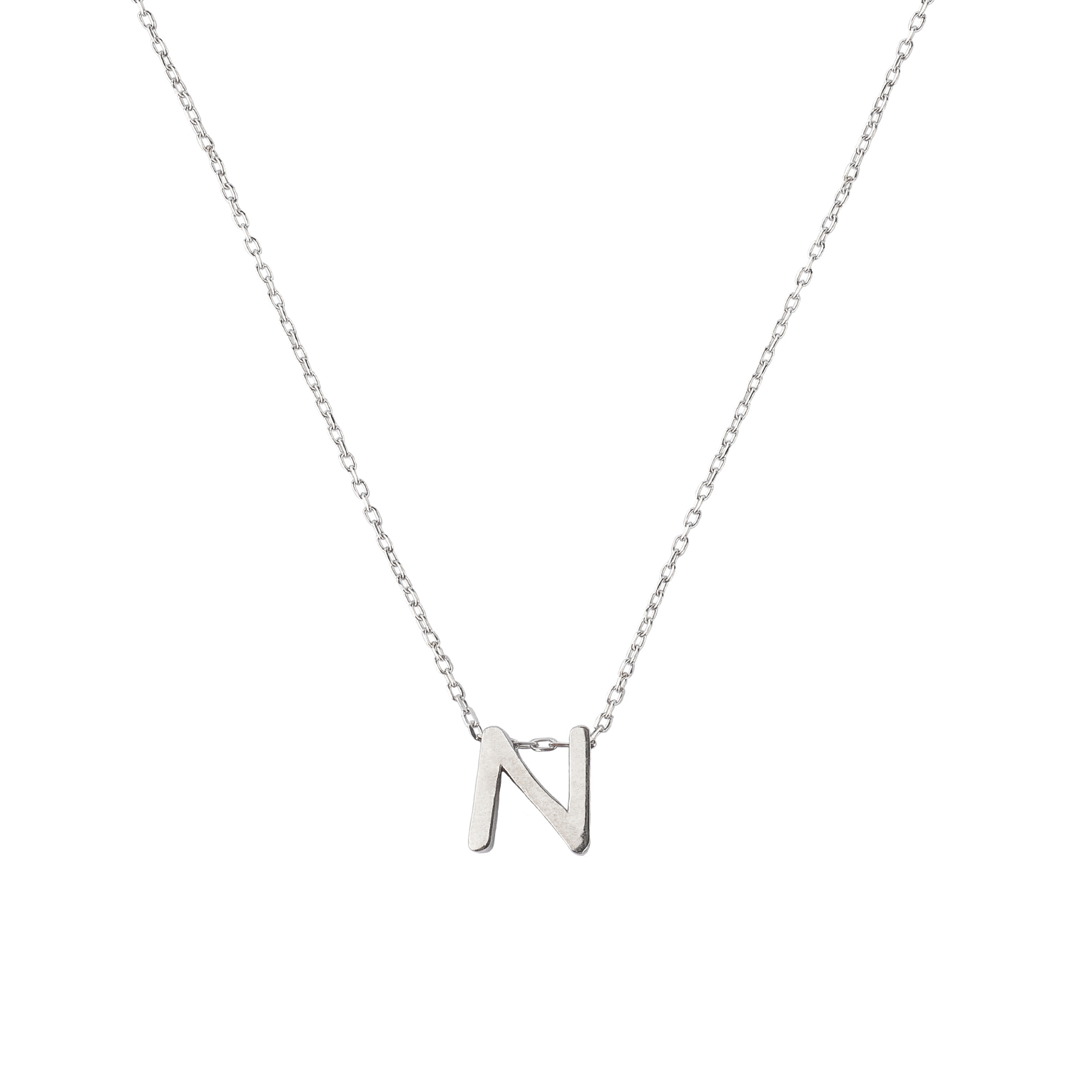 Collar de Plata Esterlina 925 Letra N 3