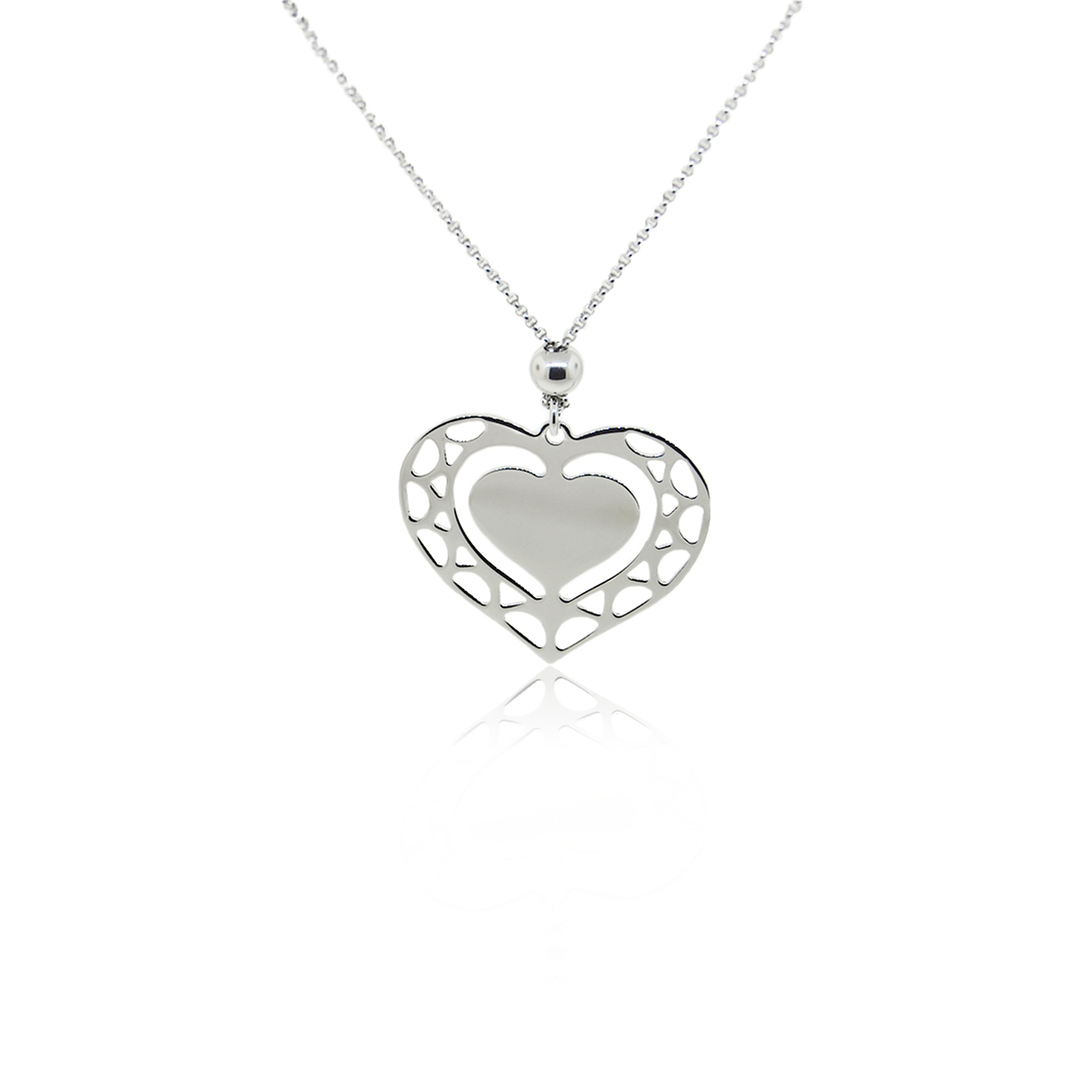 Collar de Plata Esterlina 925 Corazón Centro 2