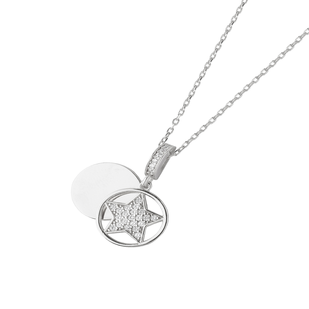 Collar de Plata Esterlina 925 Estrella Circulo 1