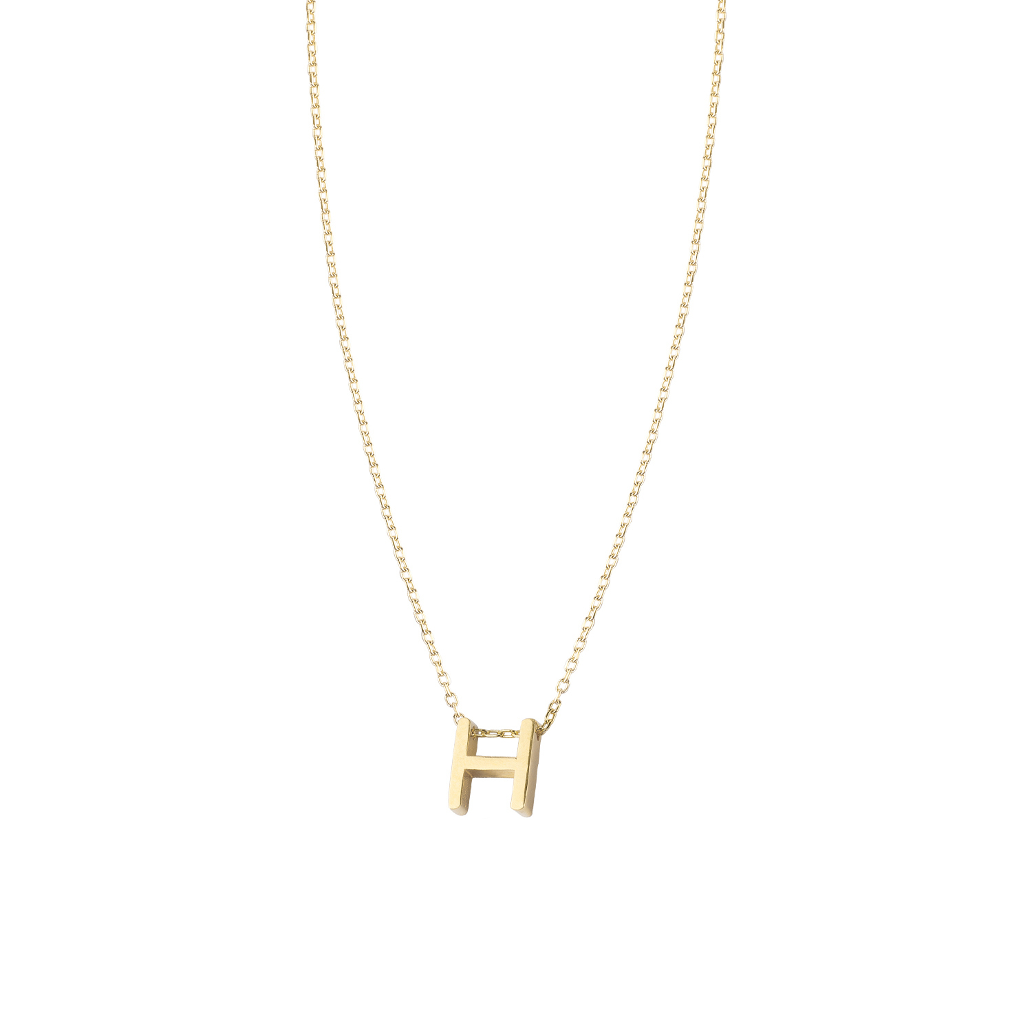 Collar de Plata Esterlina 925 Letra H Revestido en Oro 18kt 3