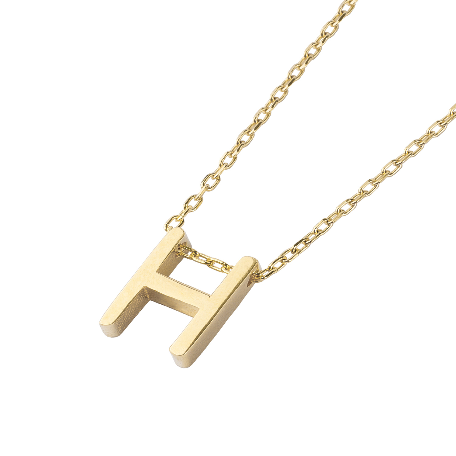 Collar de Plata Esterlina 925 Letra H Revestido en Oro 18kt 1