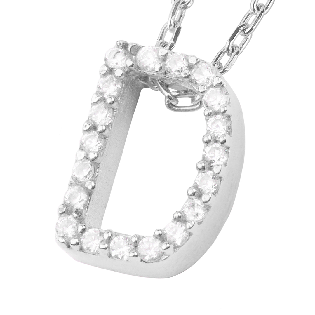Collar de Plata Esterlina 925 Letra D Circon 3