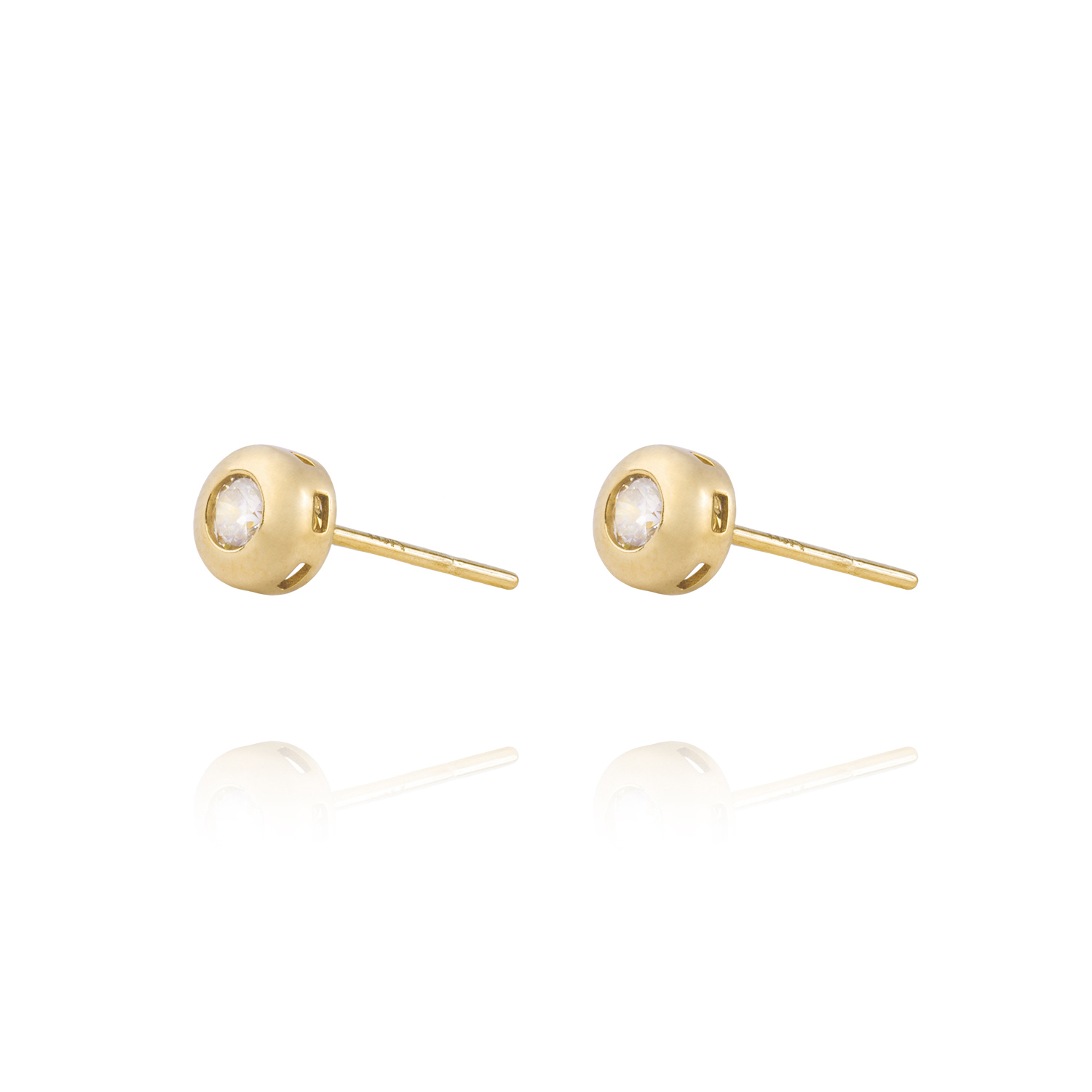 Aros de Oro 18kt Con Punto de Luz Circonita 4mm 3