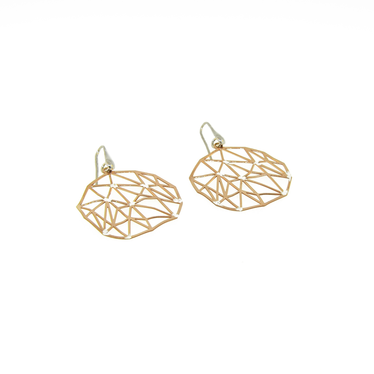 Aros de Plata Esterlina 925 Rombo Bicolor Revestido en Oro 18kt 3