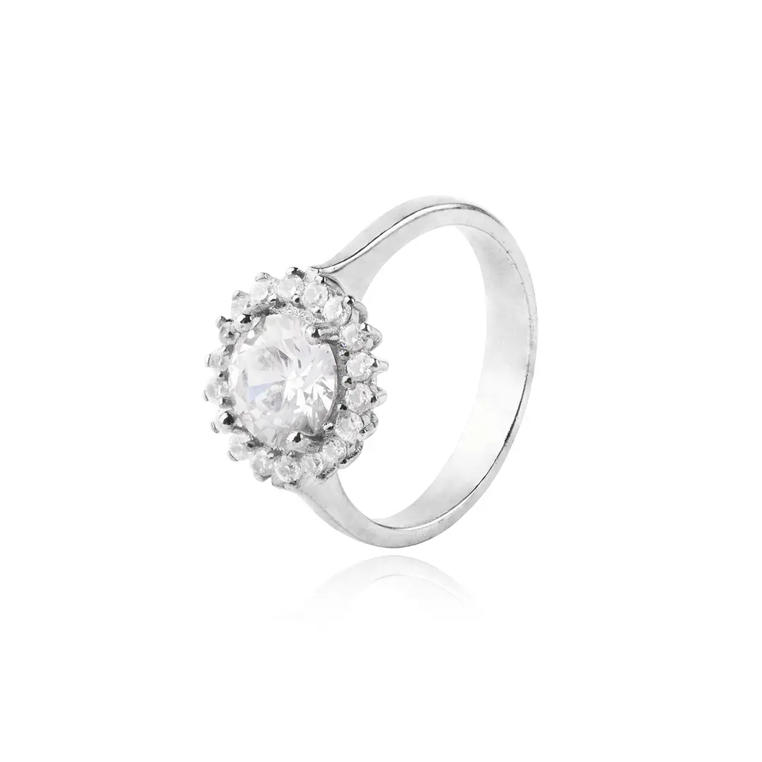 Anillo de Plata Esterlina 925 Girasol Circon 1