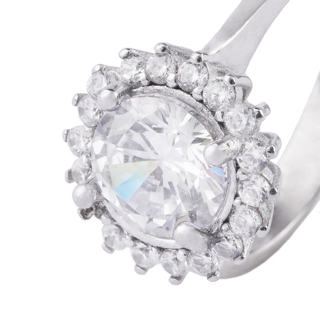 Anillo de Plata Esterlina 925 Girasol Circon 2