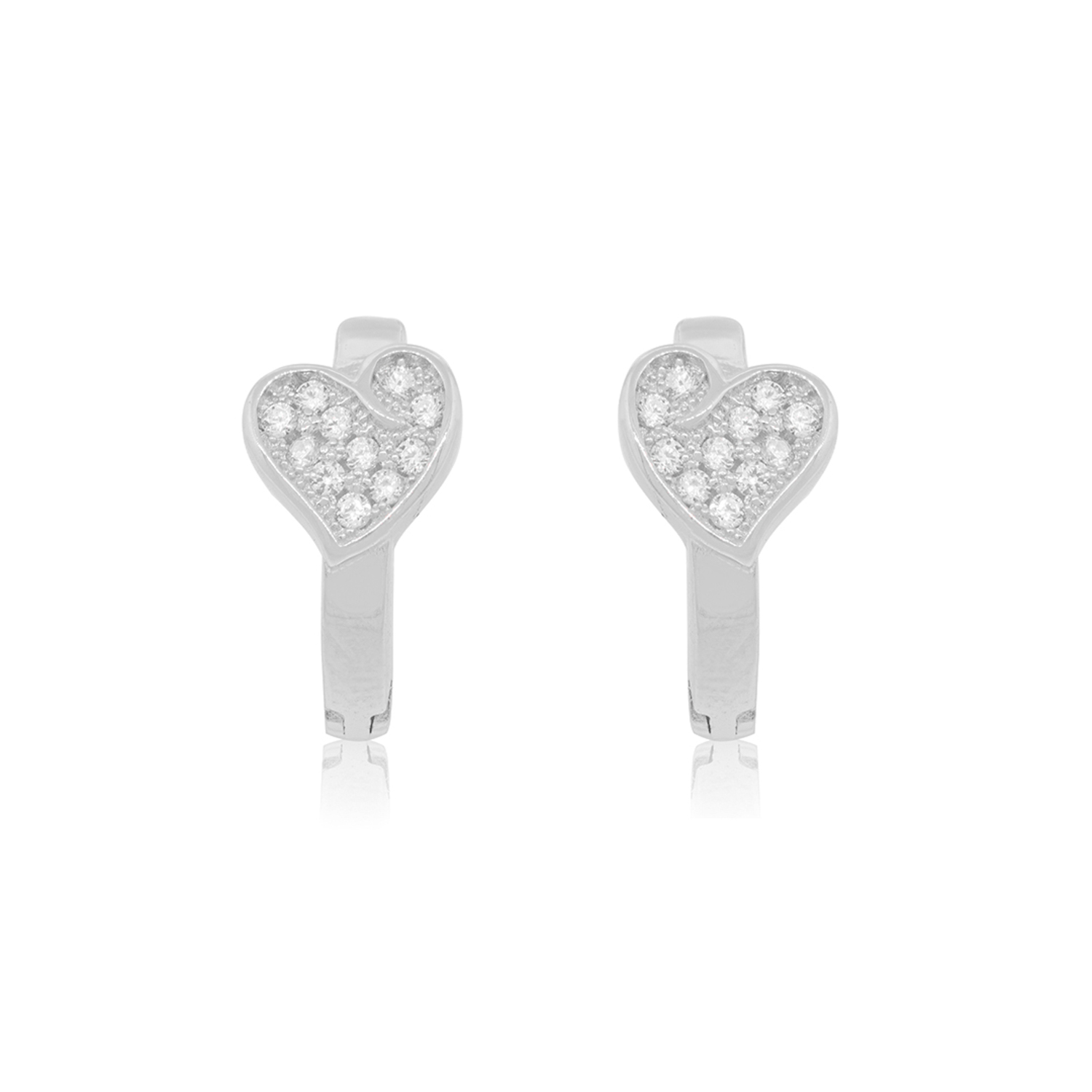 Aros de Plata Esterlina 925 Corazón con Circonita 3