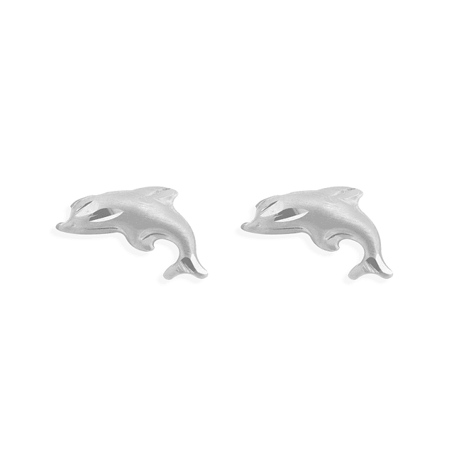 Aros de Plata Esterlina 925 Delfin Satinado