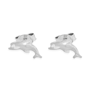 Aros de Plata Esterlina 925 Delfin Satinado