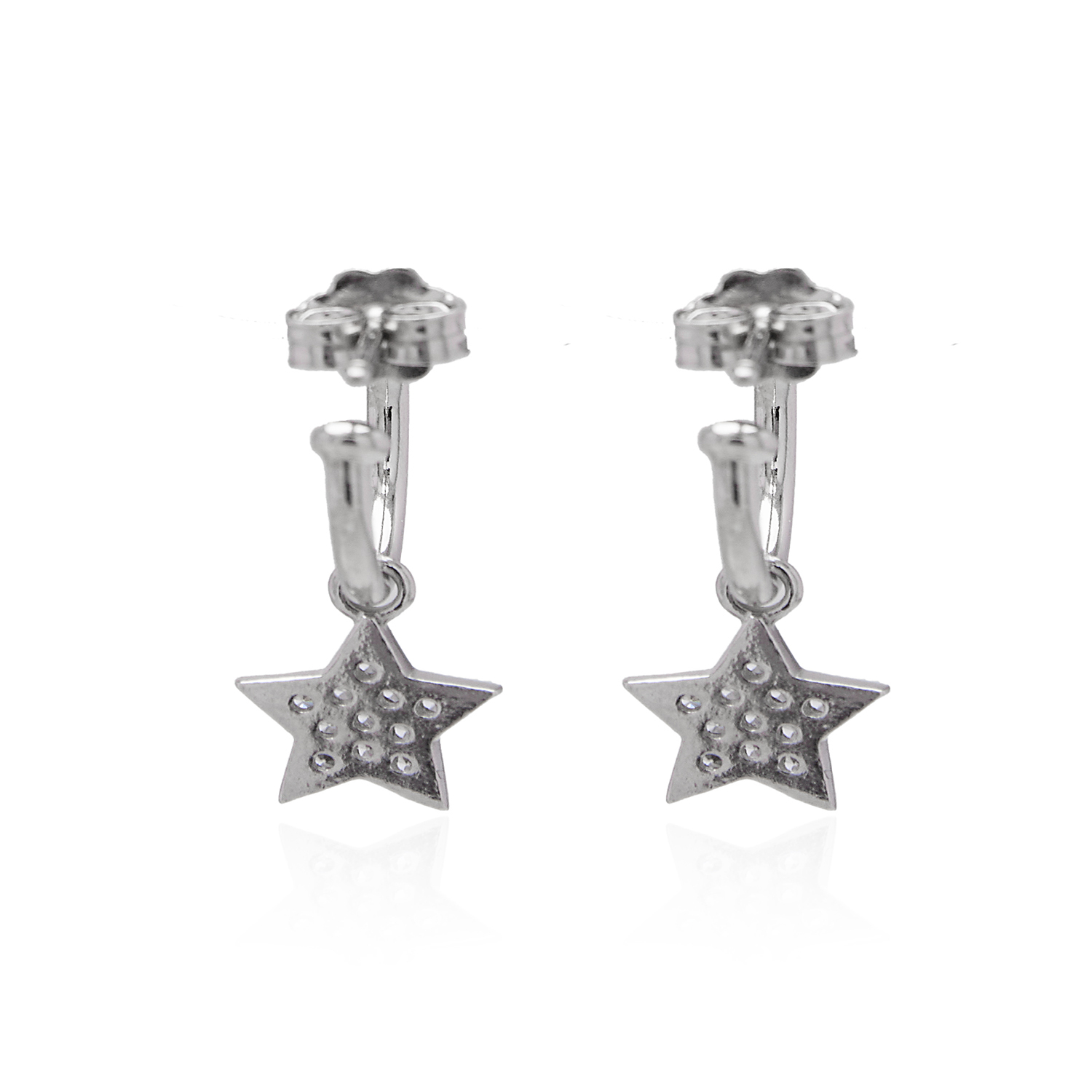 Aros de Plata Esterlina 925 Argollas Circonita Estrella 3
