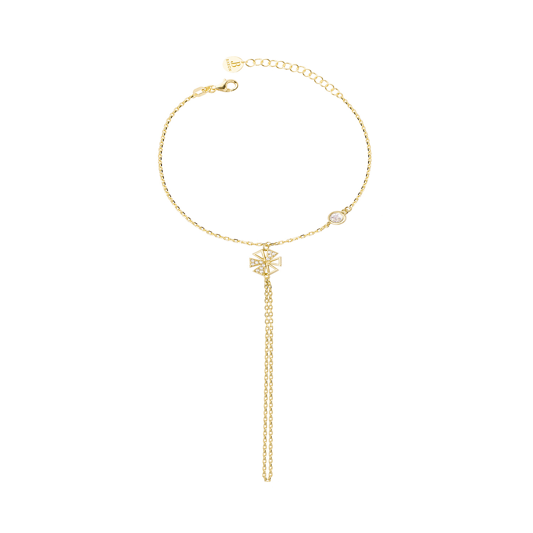 Pulsera Plata Esterlina 925 Anillo Trébol Revestido en Oro 18kt 1