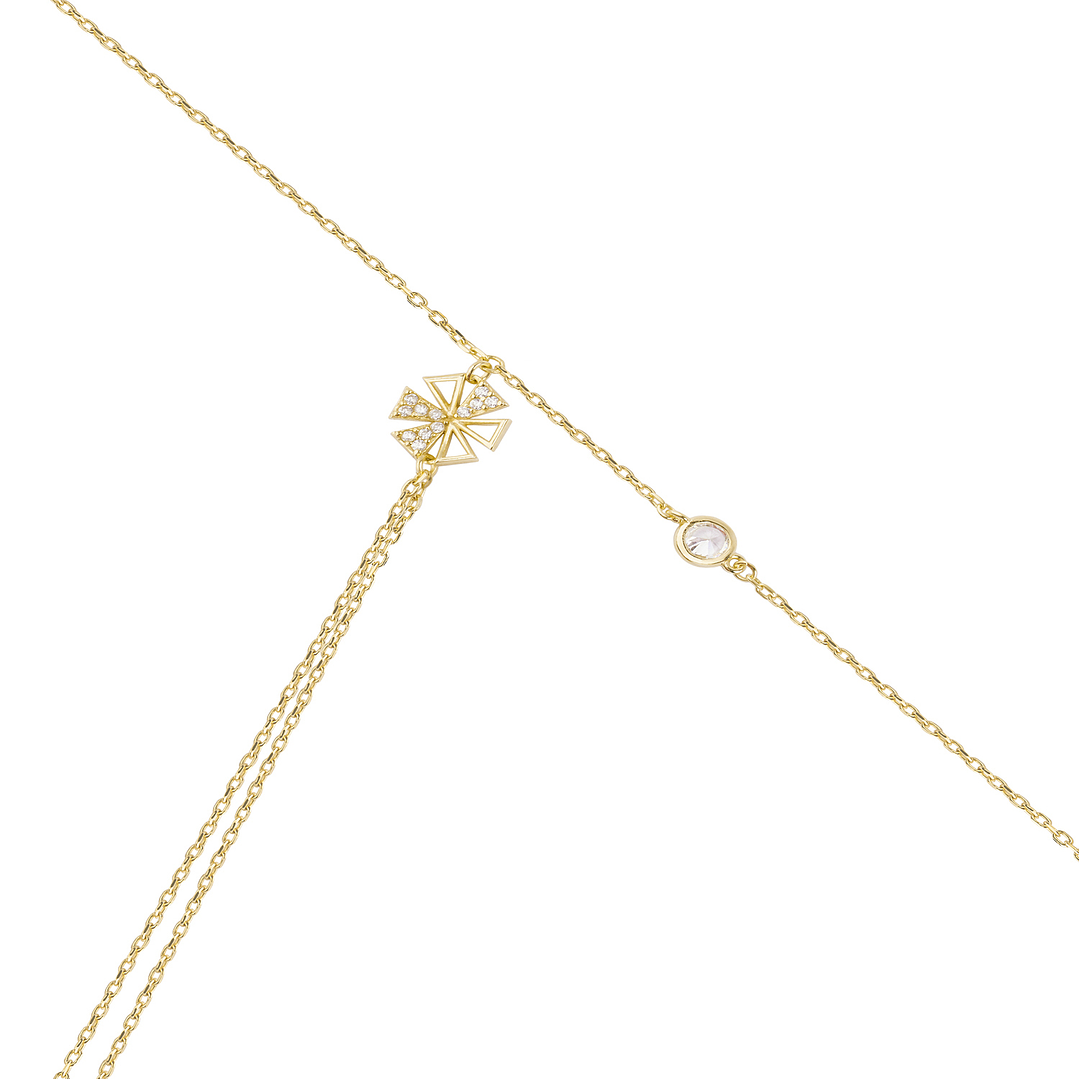 Pulsera Plata Esterlina 925 Anillo Trébol Revestido en Oro 18kt 2