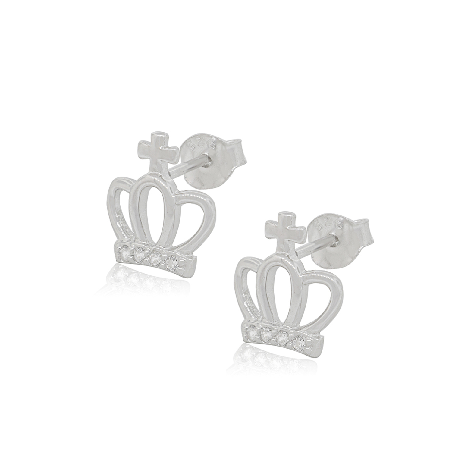 Aros de Plata Esterlina 925 Corona Cruz 2