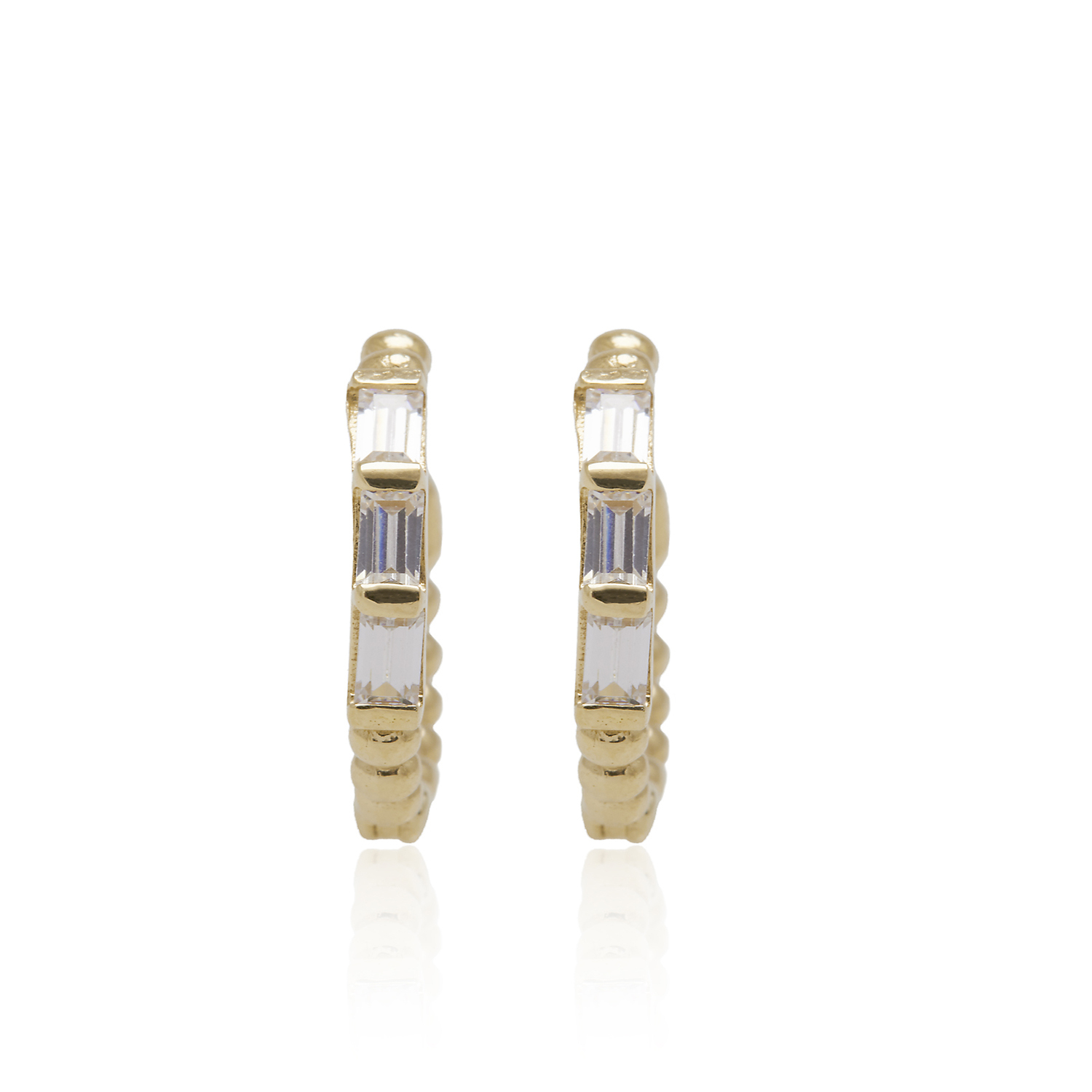 Aros de Oro 18kt Argollas Bolita Circon 1