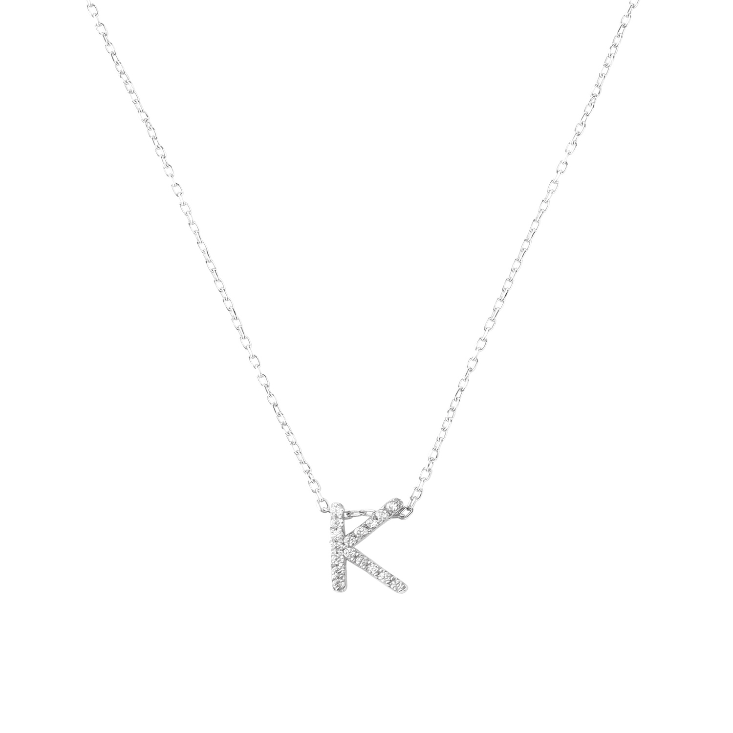 Collar de Plata Esterlina 925 Letra K Circon 3