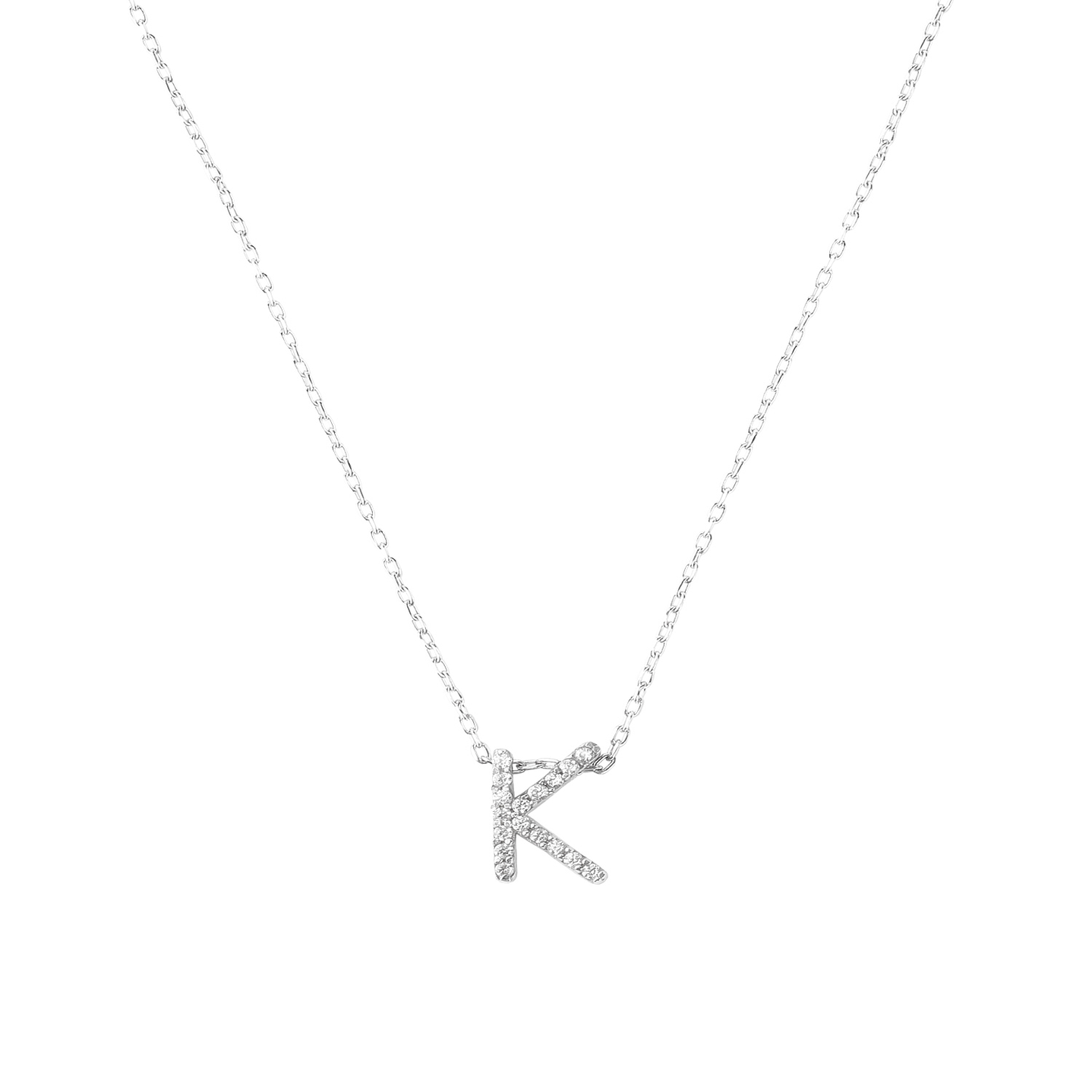 Collar de Plata Esterlina 925 Letra K Circon 1