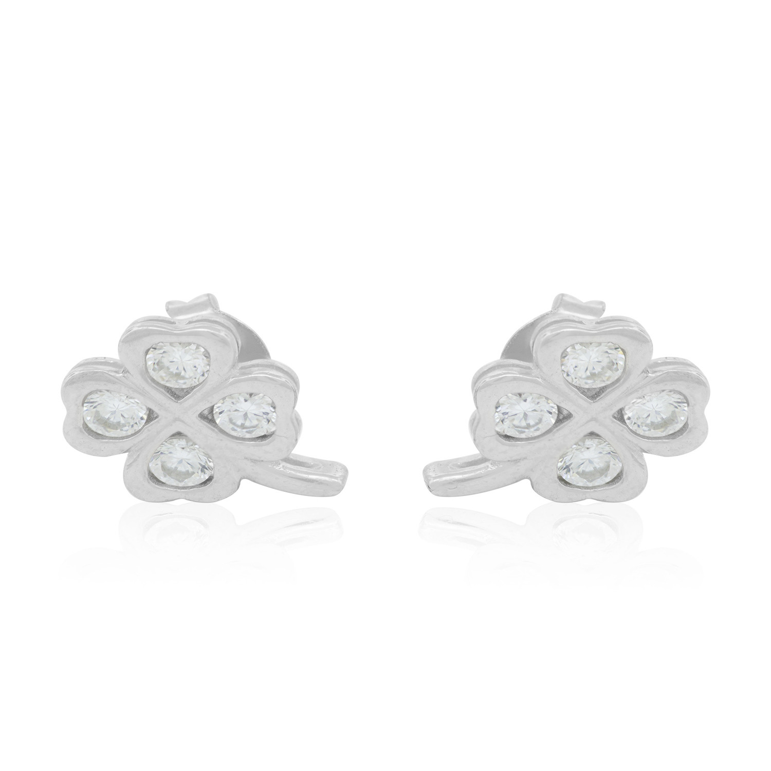 Aros de Plata Esterlina 925 Trebol Circon 1