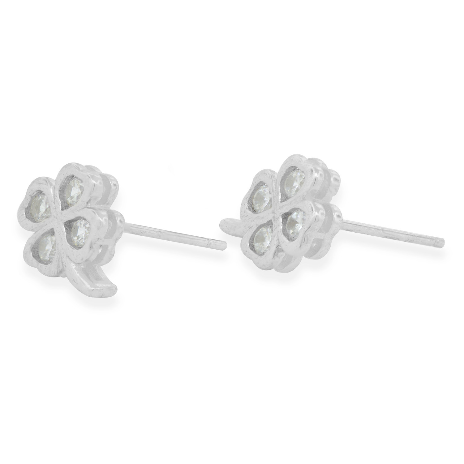 Aros de Plata Esterlina 925 Trebol Circon 2