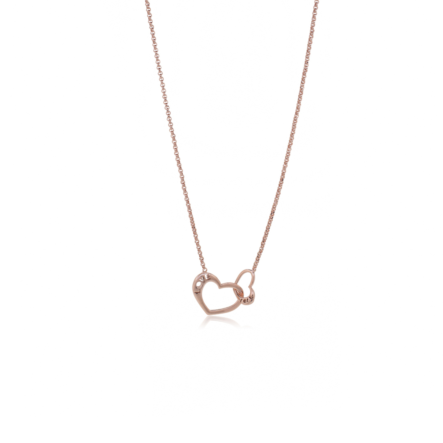 Collar de Plata Esterlina 925 Corazon Rose Revestido en Oro 18kt 2