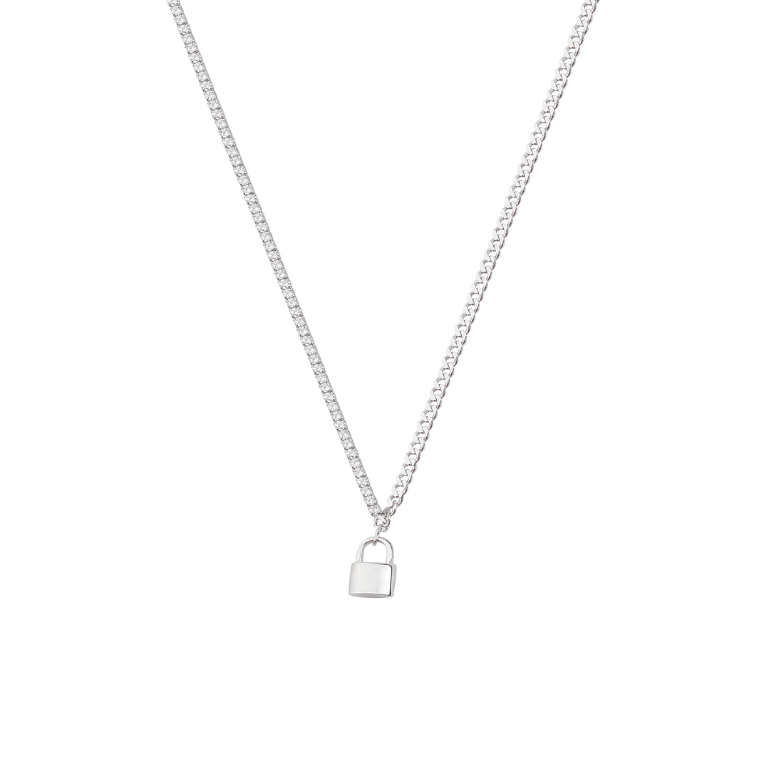 Collar de Plata Esterlina 925 Candado Circon 1