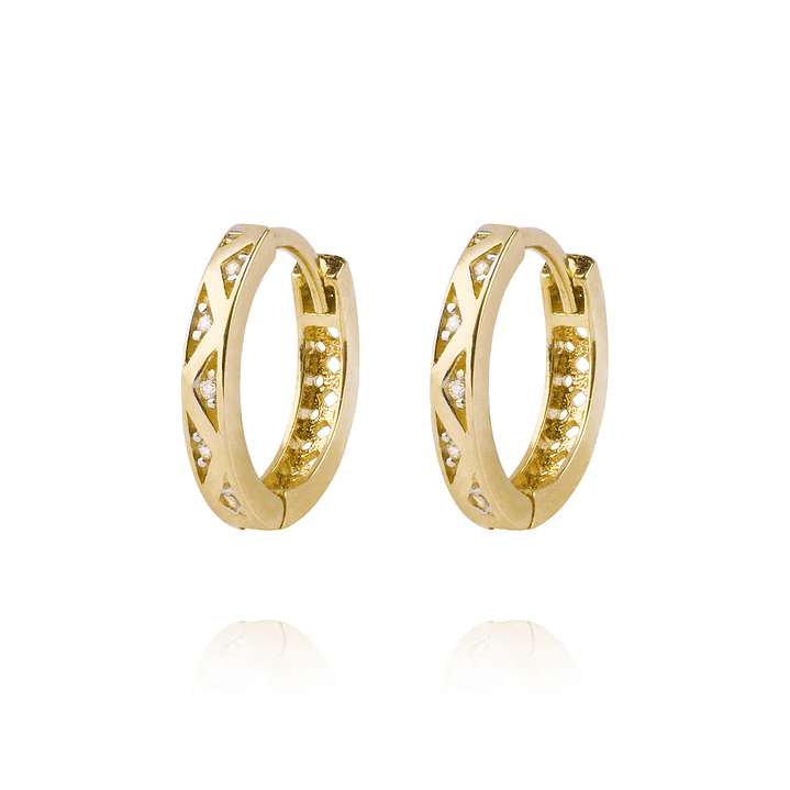 Aros de Oro 18kt Argollas Circon Zigzag 1