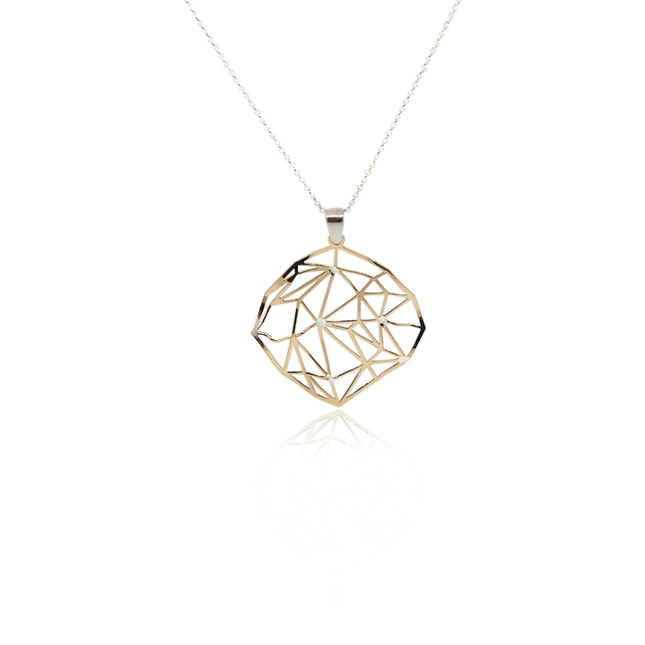 Collar de Plata Esterlina 925 Rombos Rose Revestido en Oro 18kt 2