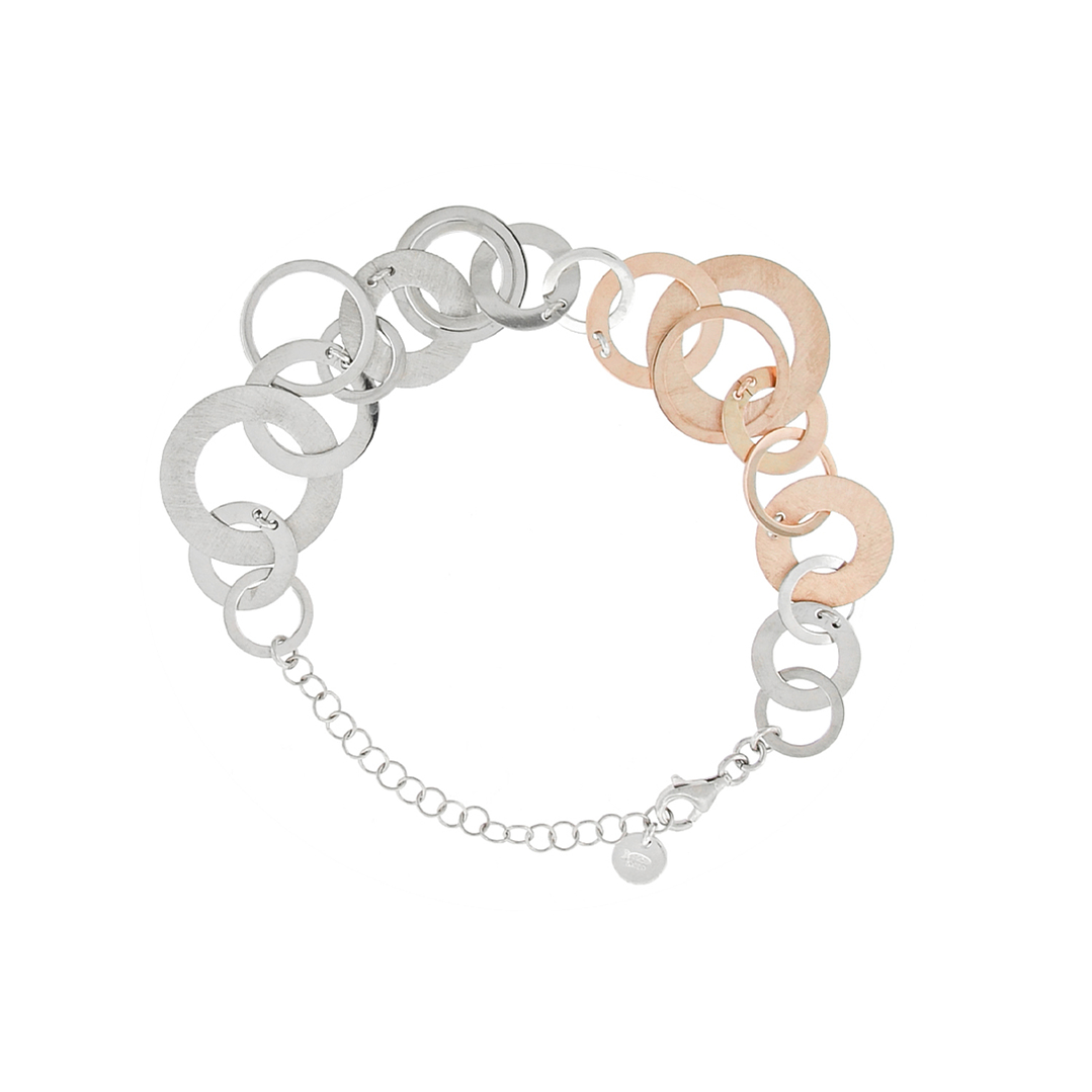 Pulsera de Plata Esterlina 925 Argollas Bicolor 1