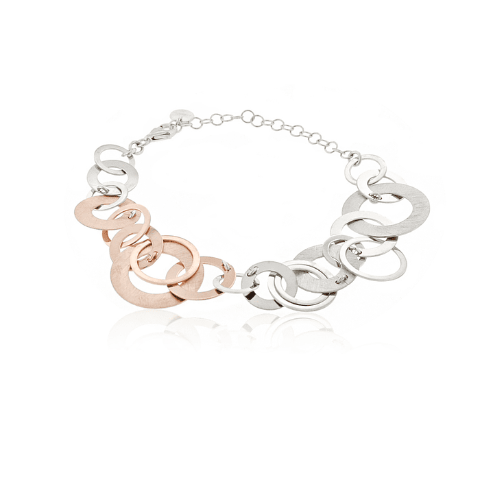 Pulsera de Plata Esterlina 925 Argollas Bicolor 2