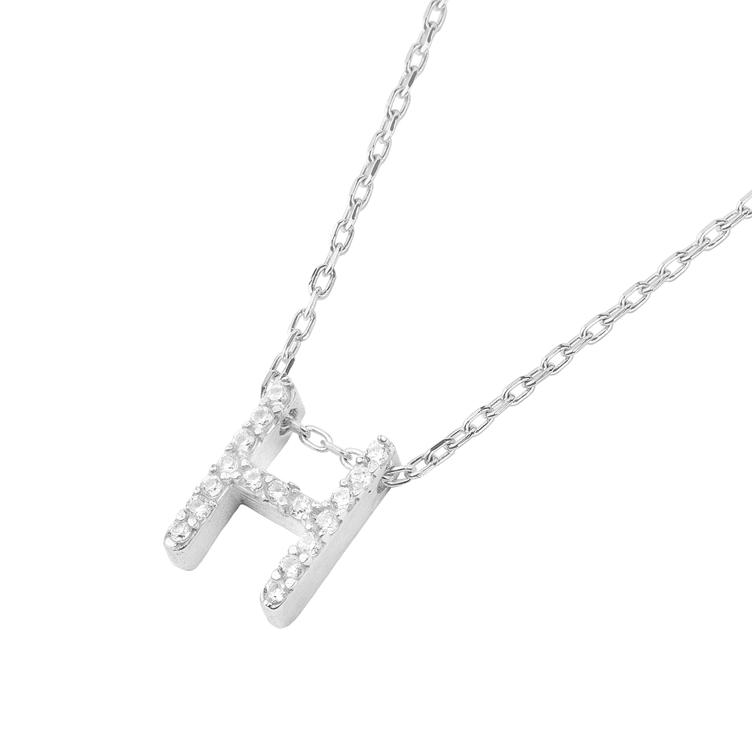 Collar de Plata Esterlina 925 Letra H Circon 1