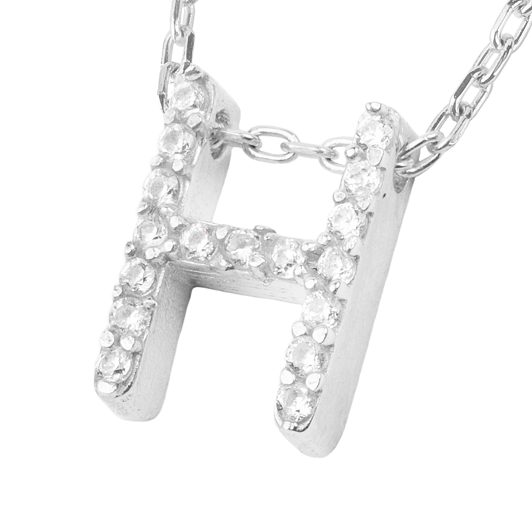Collar de Plata Esterlina 925 Letra H Circon 2