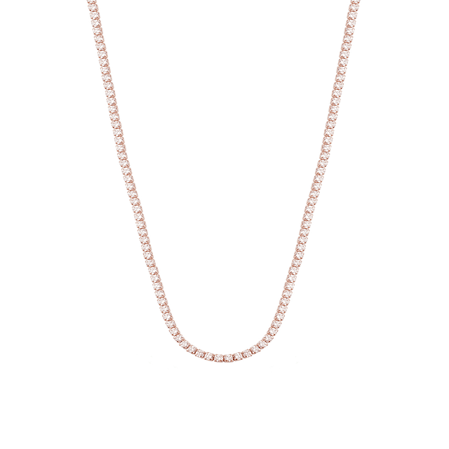 Collar de Plata Esterlina 925 Lienzo Rose Bañado en Oro 18kt