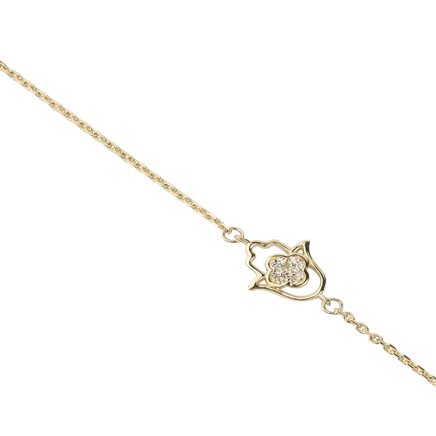 Pulsera de Oro 18kt Mano de Fátima Diamantes 3Pts totales 3