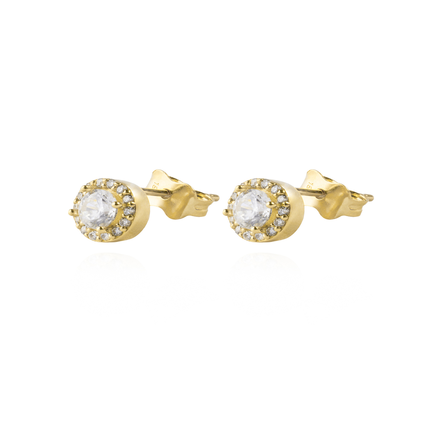 Aros de Oro 18kt Boton Circon 3