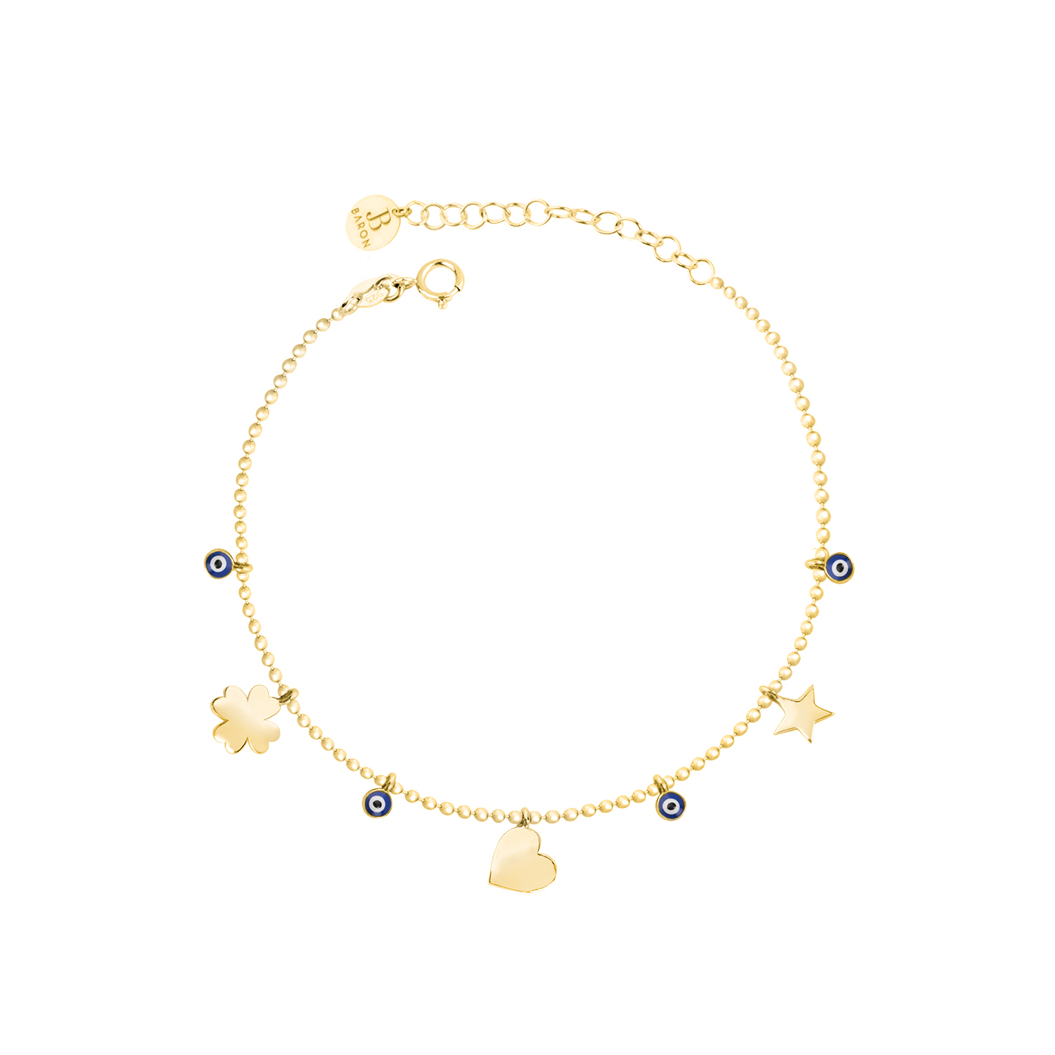 Pulsera de Plata Esterlina 925 Ojo Turco Revestido en Oro 18kt 2